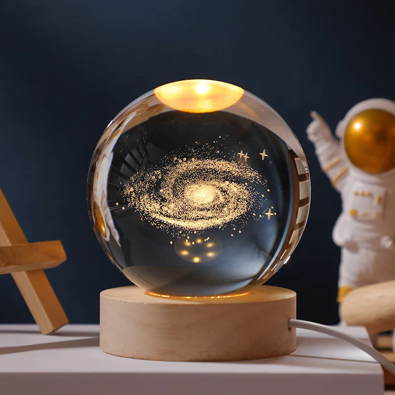 Bola de cristal vidro planeta led de luz noturna GOLFINHO