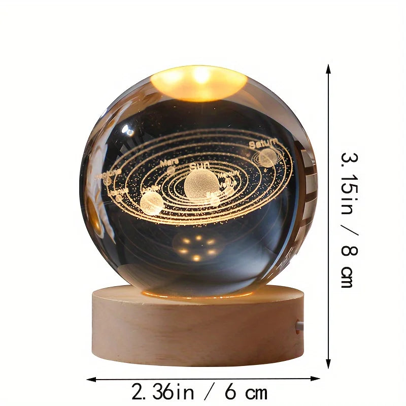 Bola de cristal vidro planeta led de luz noturna GOLFINHO